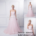 A hot sales pink tulle pleats on front A-line gown dress KB16119